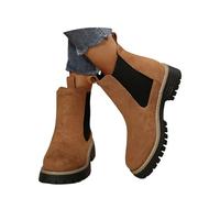 Generisch Zapatos de ante para mujer, botas de vaquero, elegantes, cortas, cómodas, para mujer, de color liso, para el tiempo libre, para el tiempo libre, zapatos de trabajo, O Marrón, 37 EU