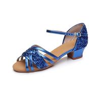 Generisch Zapatos de bailarinas para niña, zapatos de comunión, princesas, zapatos planos, Mary Jane, zapatos festivos con lazo, azul, 29 EU