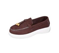 Generisch Zapatos de barco para mujer, de tela, planos, ligeros, informales, antideslizantes, de un solo color, transpirables, elegantes, de lona, marrón, 40 EU