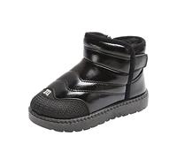 Generisch Zapatos de bebé Botas para niños pequeños Moda Zapatos para niños pequeños con fondo suave más terciopelo grueso antideslizante zapatos de algodón grandes zapatos forrados niños, Negro , 23