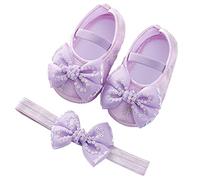 Generisch Zapatos de bebé con suela suave de moda para niños pequeños, bordadas, flores, princesa, zapatillas transpirables para aprender a andar en colores delicados, morado, 19 EU