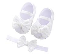Generisch Zapatos de bebé con suela suave de moda para niños pequeños, ribete de perlas, diseño de princesa, ideales para aprender a andar, Blanco, 18.5 EU
