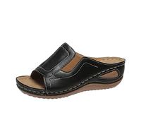 Generisch Zapatos de bicicleta para mujer, color sólido, punta abierta, plataforma de tacón de cuña, sandalias casuales, zapatos de leopardo, talla 35, Negro , 40 EU