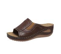 Generisch Zapatos de bicicleta para mujer, color sólido, punta abierta, plataforma de tacón de cuña, sandalias casuales, zapatos de leopardo, talla 35, marrón, 39 EU