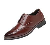 Generisch Zapatos de cuero para hombre elegantes zapatos oxford cómodos transpirables brogue mocasines negocios casual zapatos casuales cordones zapatos antideslizantes para bodas graduación, marrón