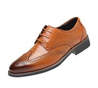 Generisch Zapatos de cuero para hombre elegantes zapatos oxford cómodos transpirables brogue mocasines negocios casual zapatos casuales cordones zapatos antideslizantes para bodas graduación, amarillo
