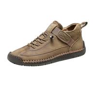 Generisch Zapatos de cuero para hombre y mujer, informales, formal de gran tamaño, plataforma de color sólido, antideslizantes, hechos a mano, mocasines, zapatos deportivos, zapatos casuales, caqui