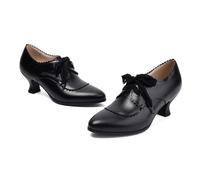 Generisch -Zapatos de estilo romano con ribete de encaje tacón grueso para mujer - Elegantes tacones medios para el día a día de vacaciones citas