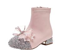 Generisch Zapatos de exterior para bebé, botines con purpurina, tacón, vestido, botines de moda, con cremallera lateral, botas cortas, botas, zapatos para aprender a andar, zapatillas de estar por