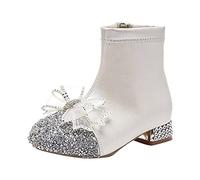 Generisch Zapatos de exterior para bebé, botines con purpurina, tacón, vestido, botines de moda, con cremallera lateral, botas cortas, botas, zapatos para aprender a andar, zapatillas de estar por