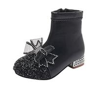 Generisch Zapatos de exterior para bebé, botines con purpurina, tacón, vestido, botines de moda, con cremallera lateral, botas cortas, botas, zapatos para aprender a andar, zapatillas de estar por