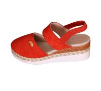 Generisch Zapatos de invierno Mujer 41 Suela y Tacón oblicuo Talla Grande Color Sólido Redondo Casual Sandalias de Suela Gruesa Zapatos Rojo Zapatillas Mujer, naranja, 38 EU