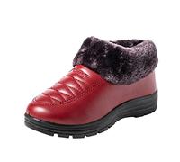 Generisch Zapatos de invierno para mujer de cuero negro, botas de nieve engrosadas para el calor, botines impermeables, botas bajas, antideslizantes, botas de invierno, suaves, ligeras, cómodas botas