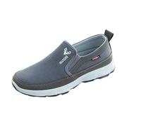 Generisch Zapatos de lona para hombre sin cordones, zapatos informales, cómodos, para caminar, fitness, entrenamiento, transpirables, ligeros, zapatillas de deporte, suela de goma antideslizante, gris
