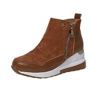 Generisch Zapatos de moda Botas Suelas gruesas Cuñas Mujer Short Botas de mujer Spray Mosca, marrón, 42 EU