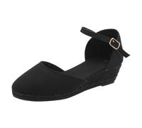 Generisch Zapatos de mujer Botines Zapatos de mujer, sandalias de cuña de moda con suela suave, hebilla clásica, sandalias gruesas de tacón alto Sandalias de mujer negras, Negro , 40 EU