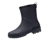 Generisch Zapatos de Mujer Con Tacón Negro Short Rain for Womens Ankle Rainboot Garden Boot Ladies Rubber Outside Work with Comfort Hockey Sobre Hielo Zapatos Mujer, Negro , 38 EU