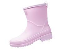 Generisch Zapatos de Mujer Con Tacón Negro Short Rain for Womens Ankle Rainboot Garden Boot Ladies Rubber Outside Work with Comfort Hockey Sobre Hielo Zapatos Mujer, Rosa., 40 EU