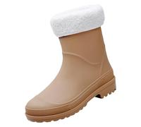 Generisch Zapatos de mujer de boda cortos para mujer, para el tobillo del arco iris, para jardín, botas de goma para el exterior, con comodidad, caqui, 36 EU