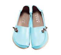 Generisch Zapatos de mujer de piel de vaca genuina, zapatos de madre, zapatos de mujer, zapatos elásticos para niñas, zapatos casuales con cuña, zapatos de cuña para mujer, 42, azul celeste, 44 EU