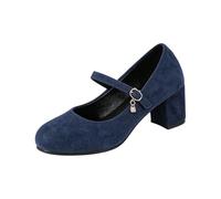Generisch Zapatos de mujer elegantes zapatos tradicionales con tacón de bloque correa en el tobillo con punta redonda cerrada, zapatos de trabajo cómodos, zapatos de boda para bodas, Oktoberfest y