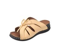 generisch Zapatos de mujer mocasín mujer playa Slope Heel Pantuflas Hollow Casual Pantuflas Slope Bottom Zapatos Retro Sandalias Zapatillas Zapatos Mujer Negro Con Cremallera, amarillo, 37 EU