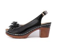 Generisch Zapatos de mujer Zapatos marinos Zapatillas Mujer Cómodos Zapatos Casuales Puntera abierta Flor Hueca Tacón de cuña Zapatillas Sandalias Mujer Zapatos Plata Brillo, Negro , 42 EU