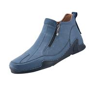 Generisch Zapatos de ocio para hombre, deportivos, para exteriores, impermeables, con cremalleras, zapatillas deportivas, suela plana, monocolor, informales, suaves, ligeras, azul, 38 EU