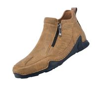 Generisch Zapatos de ocio para hombre, deportivos, para exteriores, impermeables, con cremalleras, zapatillas deportivas, suela plana, monocolor, informales, suaves, ligeras, marrón, 46 EU