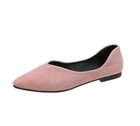 Generisch Zapatos de ocio para mujer, de ante, planos, elegantes, de trabajo, modernos, para exteriores, de un solo color, versátiles, suaves, cómodos, para bodas, Rosa., 39 EU