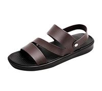 Generisch Zapatos de playa para hombre de piel, elegantes, sandalias con slingback, sandalias romanas, sandalias abiertas para exteriores, ligeras, transpirables, cómodas chanclas, marrón, 44 EU