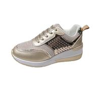 Generisch Zapatos de snowboard para mujer 39 y cuña, a la moda, ocultos, informales, cómodos, transpirables, con plataforma de leopardo, zapatos para mujer, dorado, 41 EU 3X-Estrecho