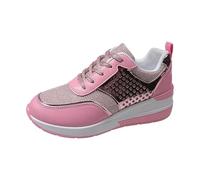 Generisch Zapatos de snowboard para mujer 39 y cuña, a la moda, ocultos, informales, cómodos, transpirables, con plataforma de leopardo, zapatos para mujer, Rosa intenso., 36 EU 3X-Estrecho