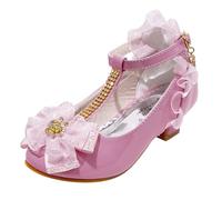 Generisch Zapatos de tacón para niños y niñas, zapatos de noche, suela suave, ligeros, transpirables, informales, cómodos, mocasines, mocasines, estables, zapatillas de baile, Rosa., 28 EU