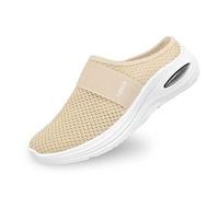 Generisch Zapatos de tela de malla de un solo color con puntera cubierta, antideslizantes, cómodas, pantuflas de playa para mujer, zapatos de exterior, impermeables, beige, 38 EU