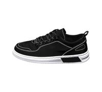 Generisch Zapatos de tela para hombre, anchos, informales, planos, transpirables, ligeros, monocolor, cómodos, con cordones, antideslizantes, para caminar, modernos, Negro , 39 EU