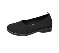 Generisch Zapatos de tela para mujer, mocasines informales para mujer, tacón bajo, punta redonda, zapatos cómodos para el día a día, citas, vacaciones, trajes con jeans, vestidos cortos, Negro , 39
