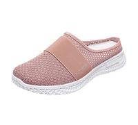 Generisch Zapatos de trabajo transpirables con cordones para mujer, zapatos planos informales, zapatos de trabajo ligeros, zapatos de trabajo deportivos, Rosa., 39 EU