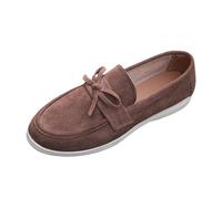 Generisch Zapatos de vela para mujer, zapatos de ante con lazo, zapatillas de un solo color, cómodas, para caminar, fitness, pies anchos, zapatos de tirolesa, zapatos festivos, marrón, 40.5 EU