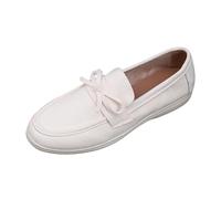 Generisch Zapatos de vela para mujer, zapatos de ante con lazo, zapatillas de un solo color, cómodas, para caminar, fitness, pies anchos, zapatos de tirolesa, zapatos festivos, Blanco, 38.5 EU