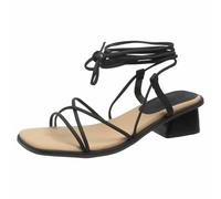 Generisch Zapatos de verano para mujer comercio exterior sandalias de gran tamaño 2025 verano nuevo estilo hada anillo de pie con tiras zapatos romanos una palabra tacón cuadrado sandalias de tacón