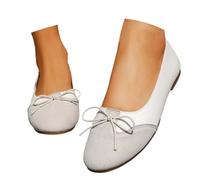 Generisch Zapatos de verano para mujer, cómodos, informales, de un solo color, con lazo de caña baja, perfectos para el día a día., Blanco, 39 EU