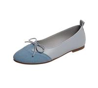 Generisch Zapatos de verano para mujer, cómodos, informales, de un solo color, con lazo de caña baja, perfectos para el día a día., azul claro, 42 EU