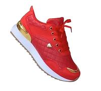 Generisch Zapatos de verano para mujer cómodos para diabéticos, zapatos anchos para caminar, malla transpirable, ancho ajustable, ligeros, zapatos elegantes y para correr, rojo, 39 EU