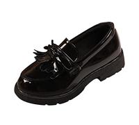 Generisch Zapatos de vestir para niñas con borla, mocasines, mocasines para niñas, zapatillas de deporte para niños, 36, Negro , 30 EU