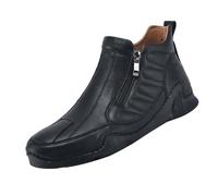 Generisch Zapatos deportivos de verano para hombre, botines con cremallera, zapatos de cuero ortopédicos, tallas grandes, antideslizantes, informales, clásicos, de media altura, Negro , 48 EU