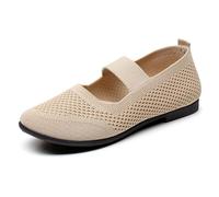 Generisch Zapatos deportivos mujer primavera y verano nuevos zapatos de tela zapatos de mujer moda casual Fly tejido zapatos de mujer una pasada, beige, 36 EU
