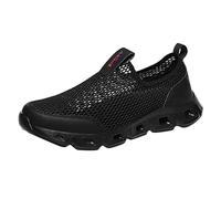 Generisch Zapatos deportivos para hombre, zapatos de pareja, patrón de moda, malla hueca, transpirables, cómodos, zapatos deportivos, zapatos negros y rojos para hombre, Negro , 42 EU