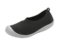 Generisch Zapatos deportivos para mujer 2022 Moda Mujer Pajarita tejida transpirable Cabeza de dedo del pie de malla transpirable Zapatos planos ligeros casuales cómodos, Negro , 38 EU