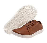 Generisch Zapatos descalzos anchos unisex para mujer y hombre, zapatos descalzos de piel, minimalistas, para caminar al aire libre, para correr, caminar, minimalistas, con puntera ancha, marrón, 45 EU